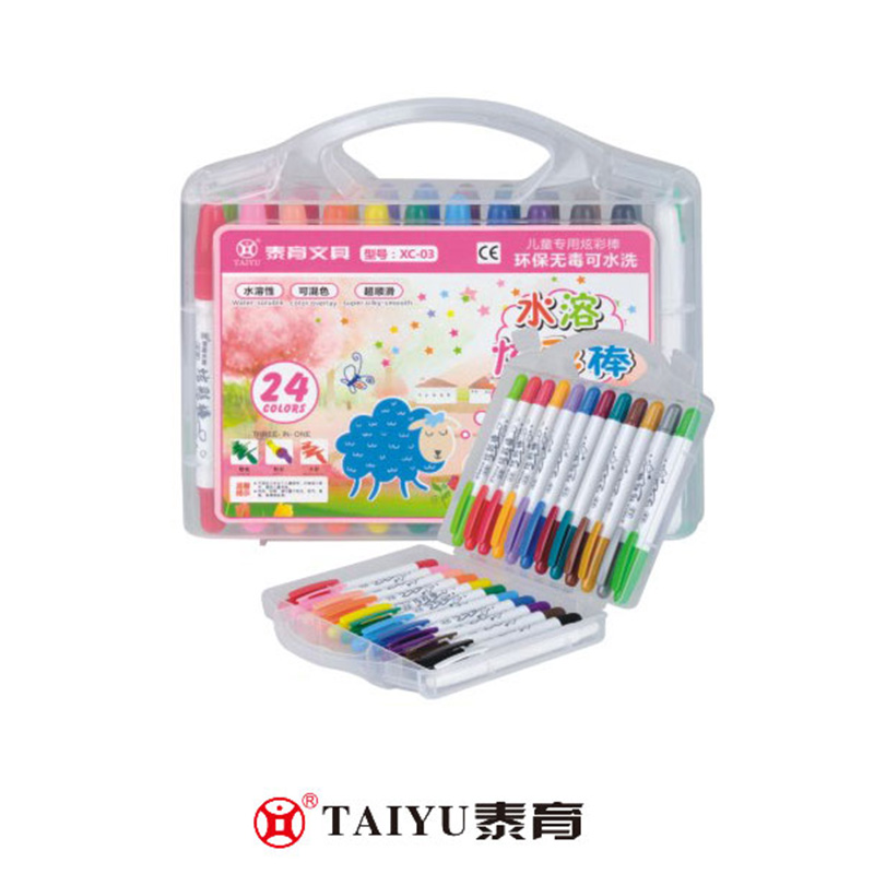 Studiosi Utere Crayon 24 Coloribus In Pp Box Smooth Painting Cum Pen Holder Crayon-XC 03